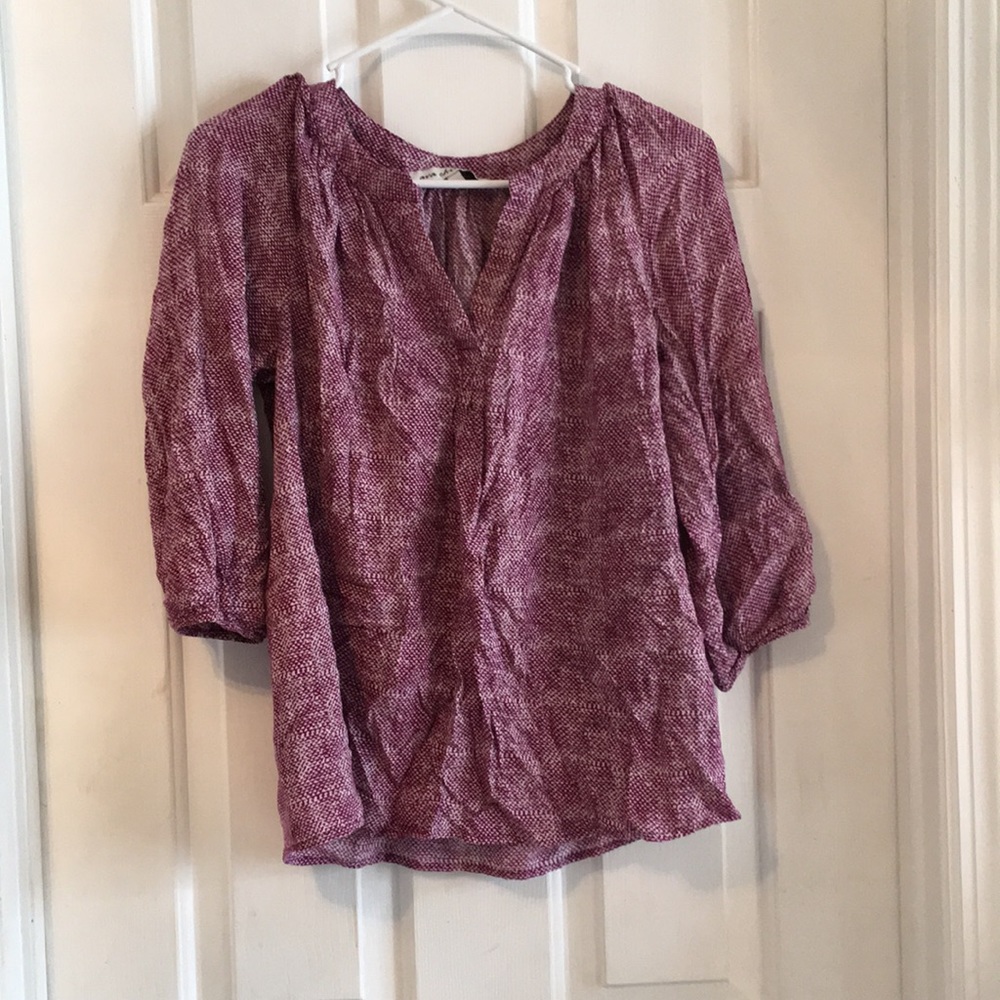 Purple and white design 3/4 sleeve blouse